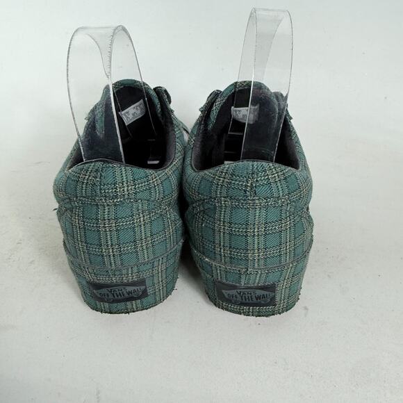 VANS Classic Platform Sneakers Women's 6.5 Green Plaid Canvas Lace-Up Comfort - Picture 7 of 10